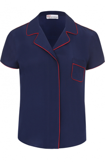 Шелковая блуза в пижамном стиле с контрастной отделкой REDVALENTINO