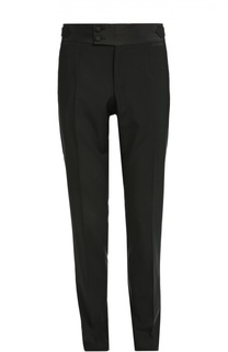 Шерстяные брюки с шелковым поясом и лампасами Dolce &amp; Gabbana