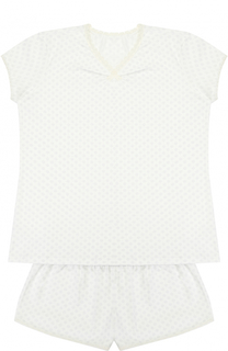 Хлопковая пижама с принтом и кружевной отделкой Sanetta