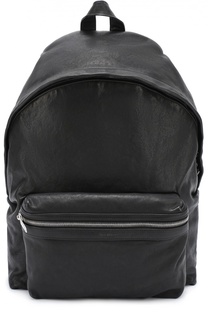Кожаный рюкзак с вешним карманом на молнии Saint Laurent