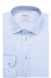 Хлопковая приталенная сорочка с воротником кент Armani Collezioni