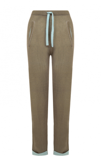 Кашемировые брюки прямого кроя с эластичным поясом и отворотами Allude