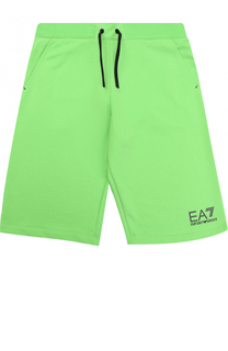 Хлопковые шорты с логотипом бренда Ea 7