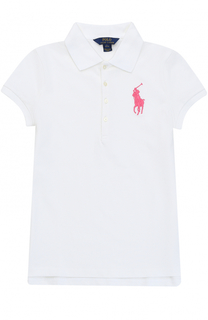 Поло из хлопка с логотипом бренда и контрастной отделкой Polo Ralph Lauren