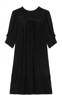 Шелковое платье прямого кроя с кружевной отделкой Isabel Marant