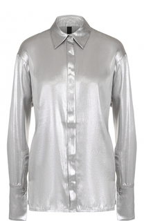 Шелковая блуза прямого кроя с металлизированной отделкой Ilaria Nistri