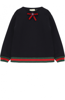 Свитшот с контрастными манжетами и брошью Gucci
