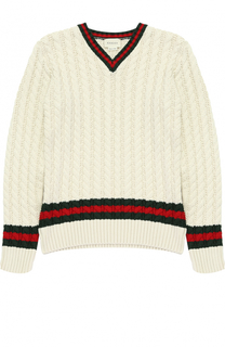 Пуловер фактурной вязки с контрастной отделкой Gucci