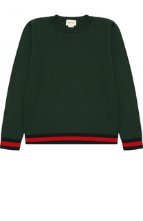 Хлопковый пуловер с контрастными манжетами Gucci