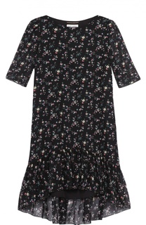 Шелковое мини-платье асимметричного кроя с коротким рукавом Saint Laurent