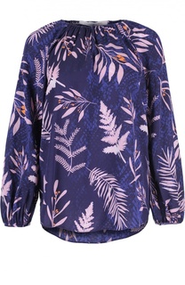 Шелковая блуза прямого кроя с растительным принтом Diane Von Furstenberg
