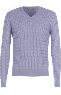 Пуловер фактурной вязки из смеси хлопка и шелка Canali