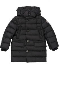 Стеганый пуховик с капюшоном и манжетами Moncler Enfant