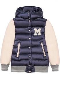 Стеганый пуховик на кнопках с капюшоном Moncler Enfant