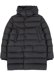 Стеганый пуховик с капюшоном и манжетами Moncler Enfant