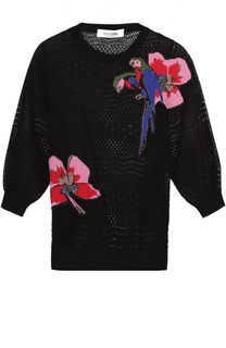 Полупрозрачный укороченный пуловер с контрастной отделкой Valentino