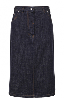 Джинсовая юбка-миди с контрастной прострочкой Dries Van Noten