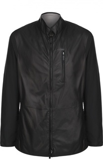 Двусторонняя кожаная куртка на молнии с воротником-стойкой Giorgio Armani