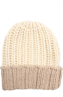 Двухцветная кашемировая шапка крупной вязки Inverni