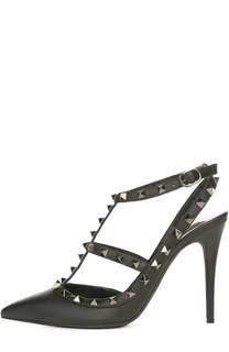 Кожаные туфли Rockstud Noir на шпильке Valentino