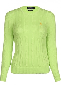 Приталенный вязаный пуловер с вышитым логотипом бренда Polo Ralph Lauren