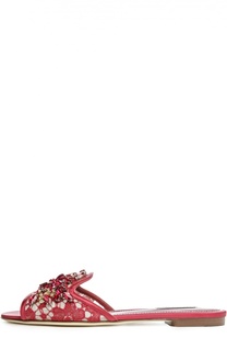 Кружевные шлепанцы Bianca с кристаллами Dolce &amp; Gabbana