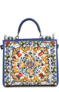 Кожаная сумка-тоут Sicily  с принтом Dolce &amp; Gabbana