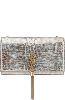 Сумка Monogram Kate medium из металлизированной кожи с тиснением под крокодила Saint Laurent