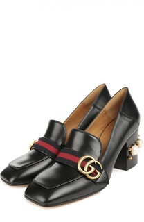 Кожаные туфли с жемчужинами Gucci