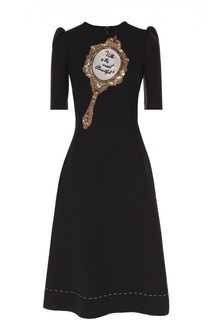 Приталенное платье с рукавом-фонарик и декоративной отделкой Dolce &amp; Gabbana