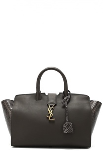 Сумка Monogram Downtown Cabas с отделкой из кожи питона Saint Laurent