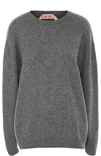 Шерстяной пуловер свободного кроя с круглым вырезом No. 21