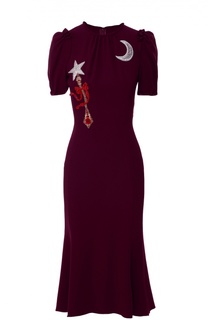 Приталенное платье с коротким рукавом и яркой вышивкой Dolce &amp; Gabbana