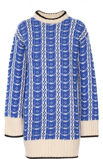 Удлиненный свитер с ярким принтом и контрастной отделкой Marni