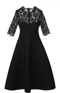 Приталенное платье с кружевным лифом и коротким рукавом Valentino