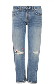 Укороченные джинсы прямого кроя с потертостями Rag&amp;Bone