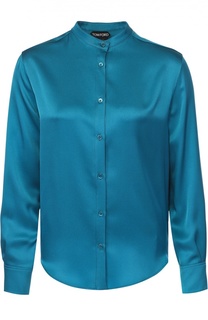 Шелковая блуза прямого кроя с воротником-стойкой Tom Ford