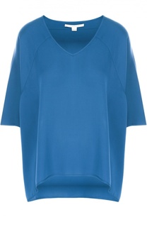 Шелковый топ асимметричного кроя с укороченным рукавом Diane Von Furstenberg