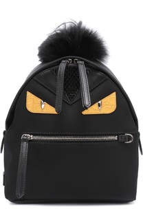 Рюкзак Bag Bugs Mini с отделкой из меха и комбинированной кожи Fendi