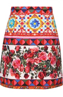 Хлопковая мини-юбка с ярким принтом Dolce &amp; Gabbana