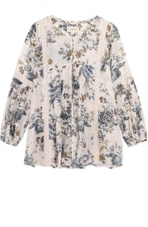 Хлопковая блуза свободного кроя с цветочным принтом Denim&amp;Supply by Ralph Lauren