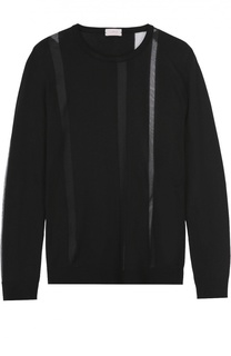 Пуловер прямого кроя с круглым вырезом и полупрозрачными вставками MRZ
