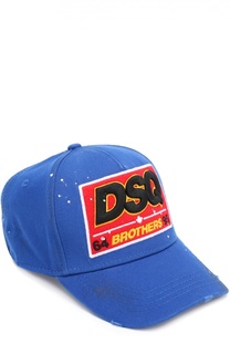 Хлопковая бейсболка с нашивкой и декоративными потертостями Dsquared2