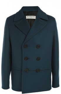 Двубортное шерстяное пальто с отложным воротником Balenciaga