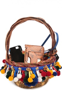 Плетеная сумка-корзинка Agnese с аксессуарами из кожи питона и игуаны Dolce &amp; Gabbana