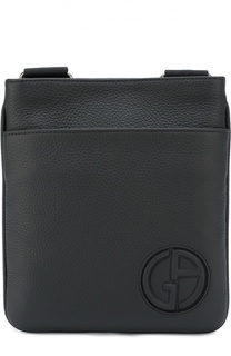 Кожаная сумка-планшет с внешним карманом Giorgio Armani