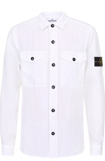 Льняная рубашка с воротником кент Stone Island