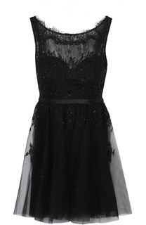 Приталенное кружевное мини-платье с открытой спиной Basix Black Label