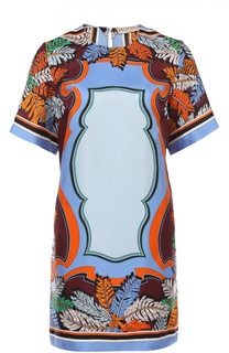 Удлиненный шелковый топ с контрастным принтом Emilio Pucci