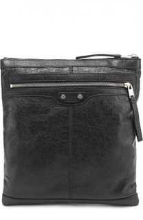 Кожаная сумка-планшет с внешним карманом на молнии Balenciaga
